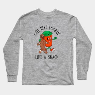 Boujee Looking Like A Snack, Retro Funny Christmas Long Sleeve T-Shirt